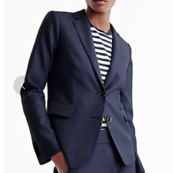 J.Crew Women's Navy Wool Blazer Jacket 6 Super 120's Tailored Italian Schoolboy - Picture 1 of 8